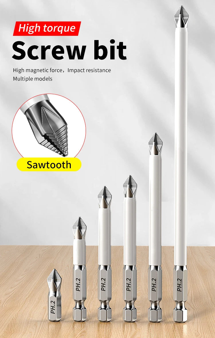 6 PCs Non-Slip Magnetic Cross Head Household Electric Driver Screw Set - High Hardness Hand Drill Bits for Electric Screwdrivers