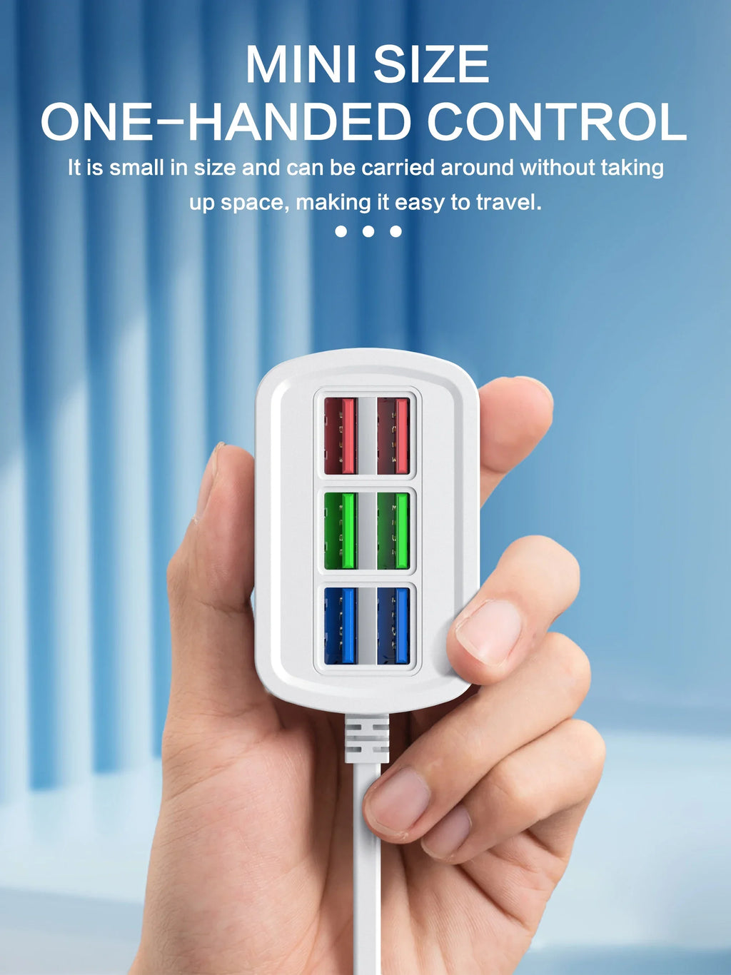 Fast USB Charger 6 in 1 Power Strip Desktop Charging Station Fast Charging 1m Cord USB HUB Adapter Socket for iPhone 16 Home